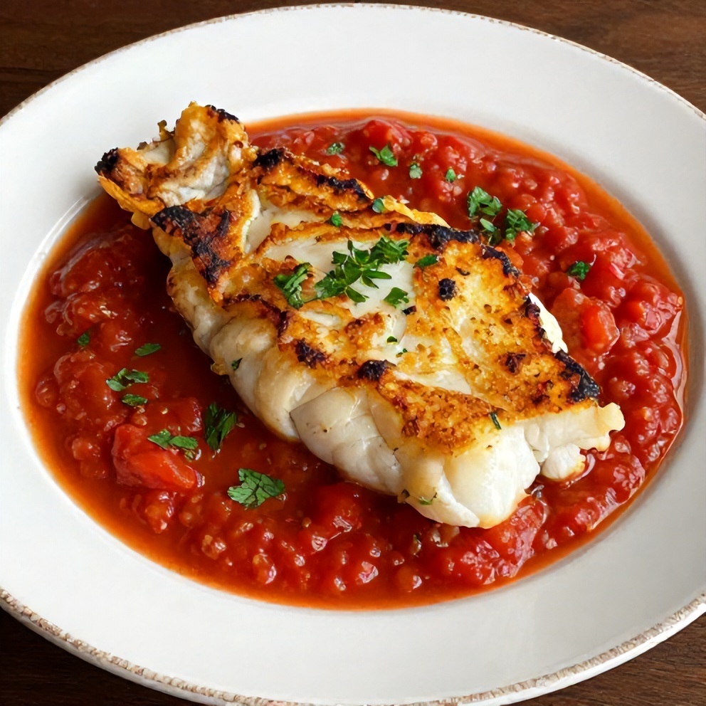 Plated Mediterranean Baked Cod