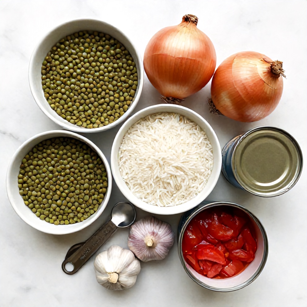 Raw Ingredients for Easy Mujadara Recipe