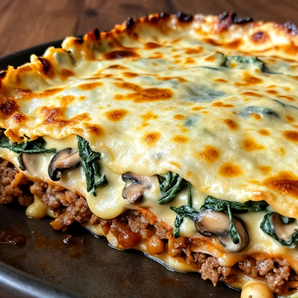 Easy Mushroom Spinach Lasagna