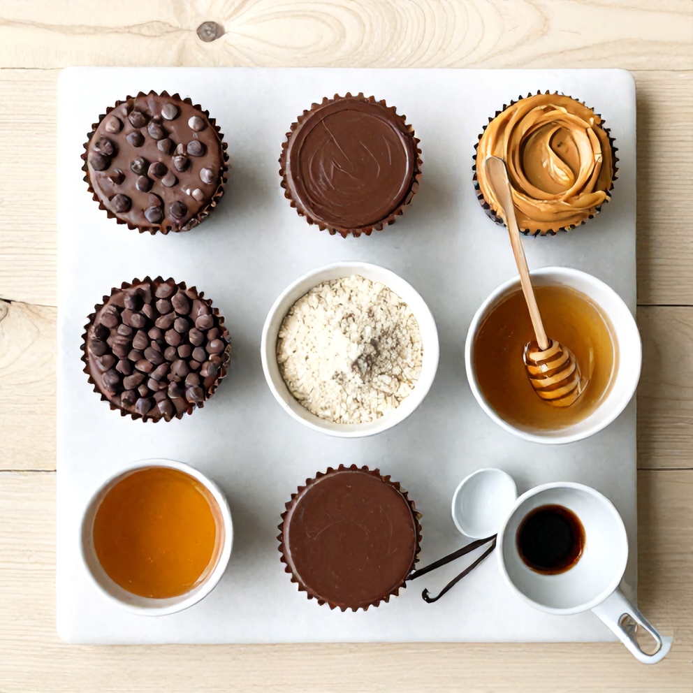 Ingredients for No-Bake Chocolate Peanut Butter Protein Cups