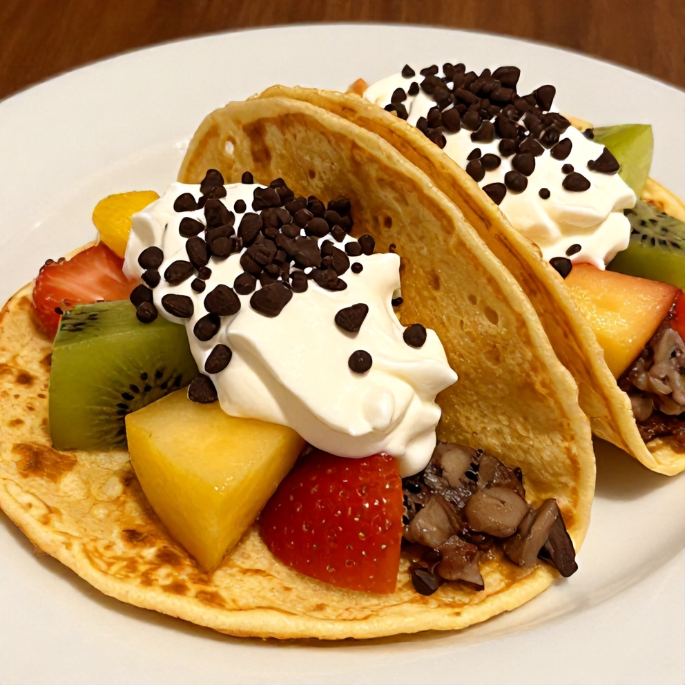 Pancake Tacos with toppings on a plate