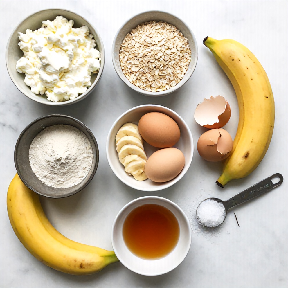 Ingredients for Easy Protein Pancakes with Cottage Cheese and Oats