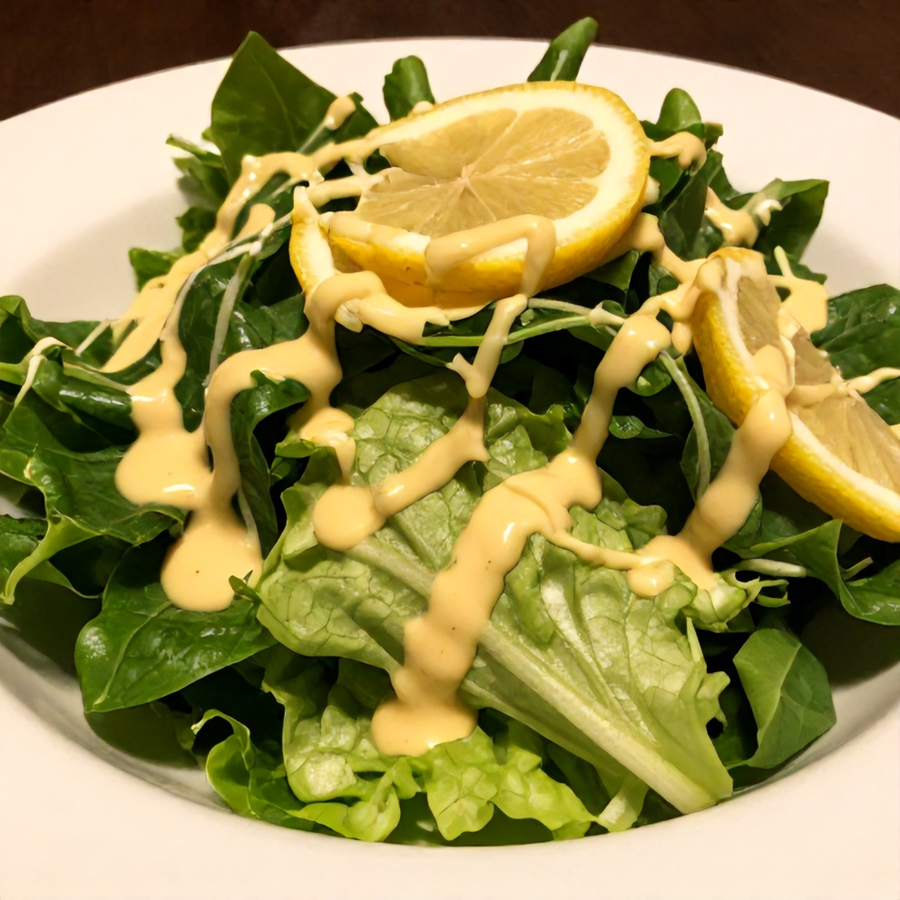 Fresh salad with lemon vinaigrette dressing