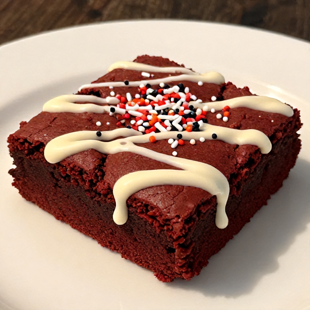 Red Velvet Brownies with White Chocolate Drizzle