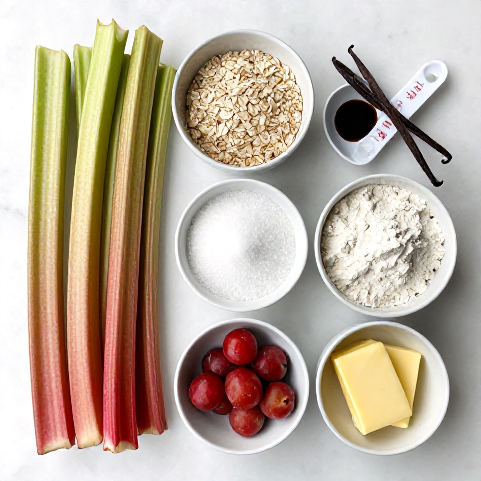 Rhubarb Crisp Ingredients Flat Lay