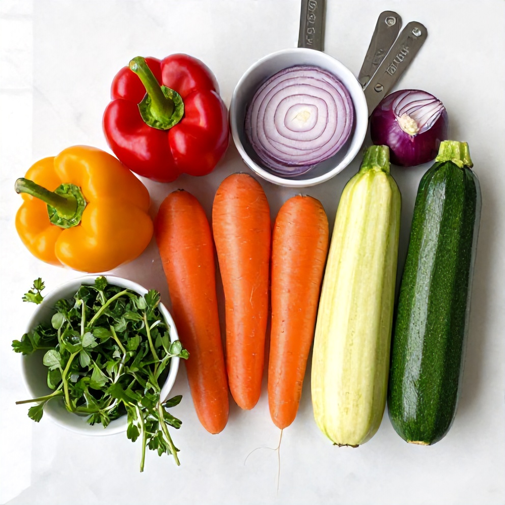 Raw Ingredients for Easy Roasted Rainbow Vegetables