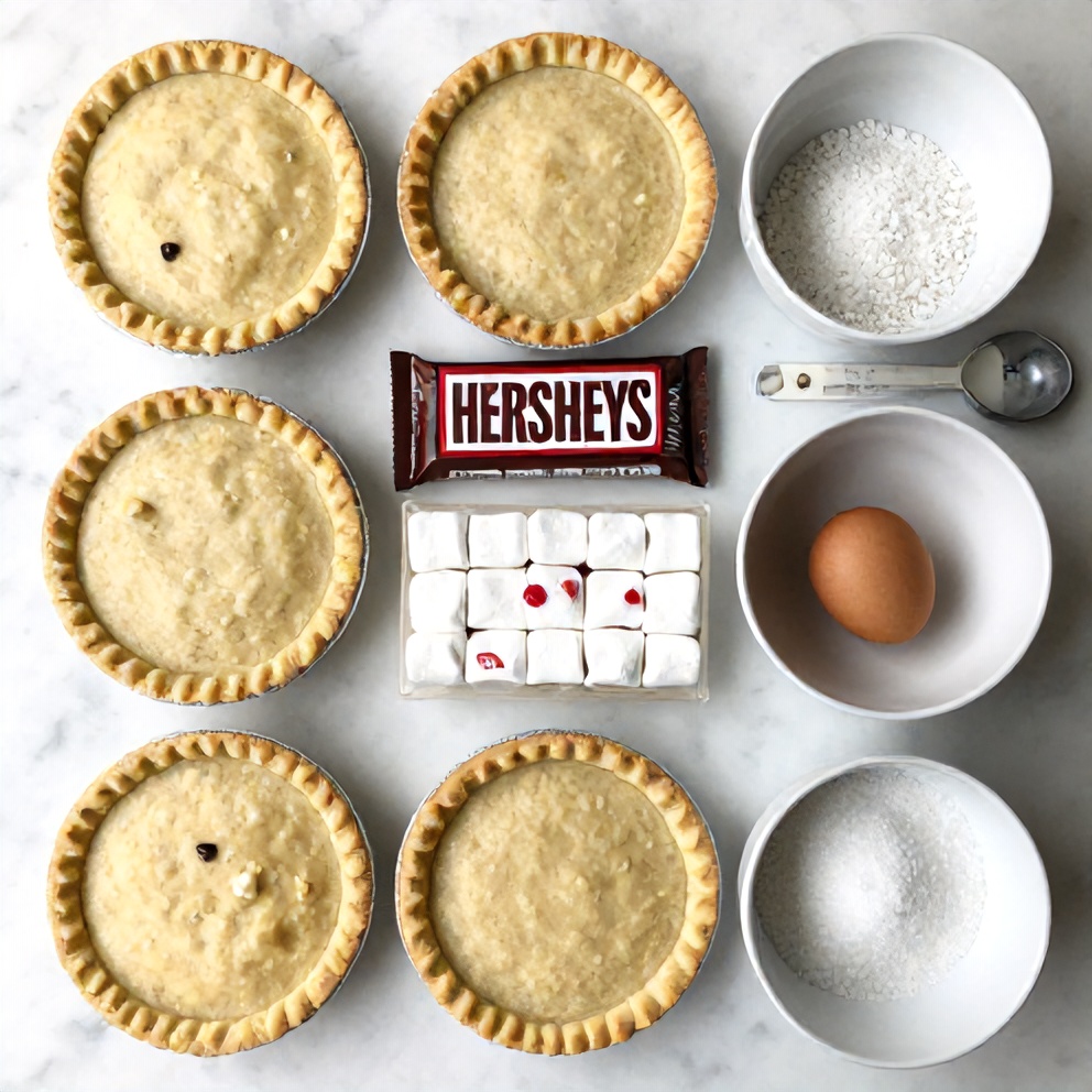 Ingredients for Easy S'mores Hand Pies on a marble counter