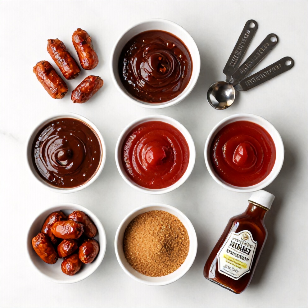 Raw Ingredients for Little Smokies in BBQ Sauce