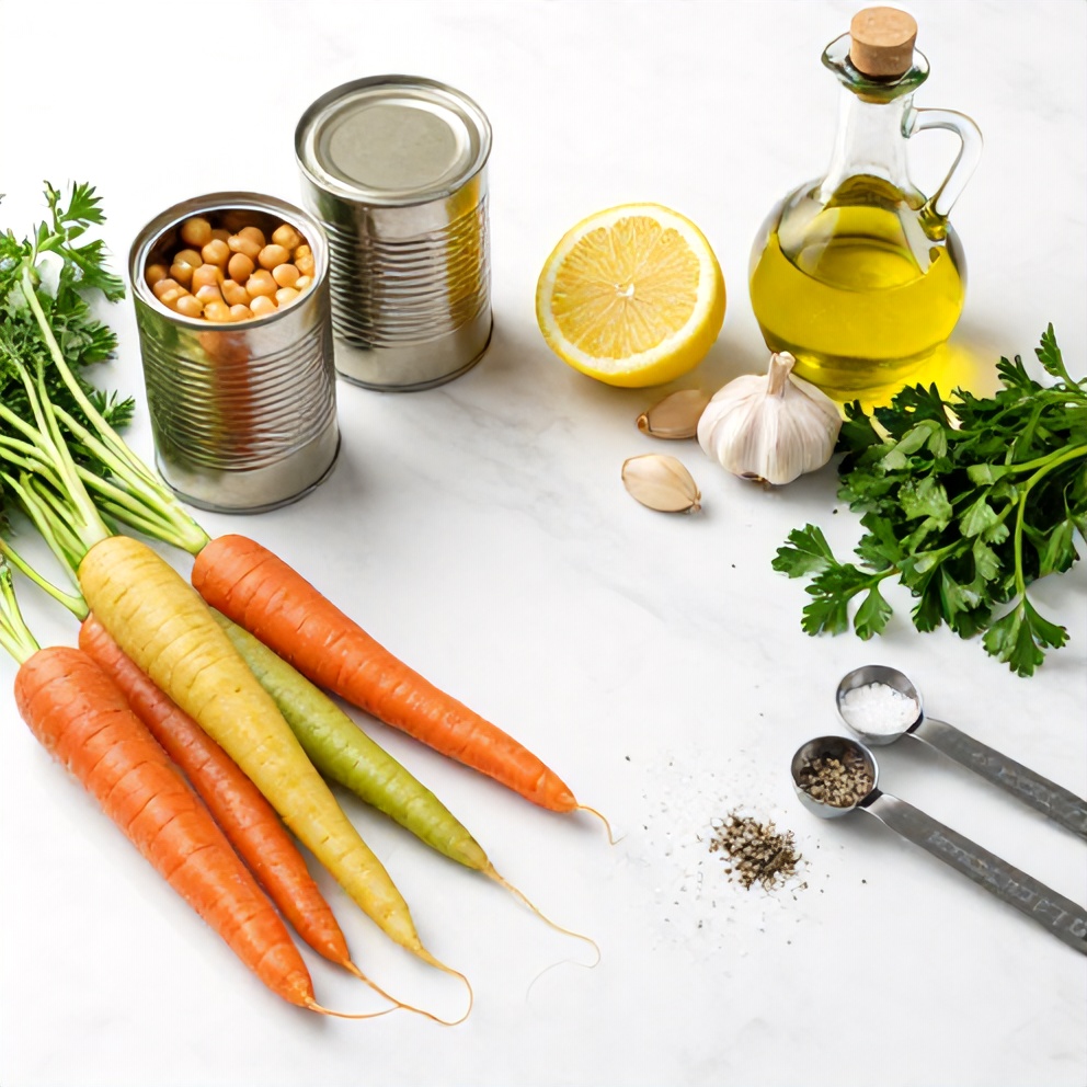 Ingredients for Easy Carrot Chickpea Salad