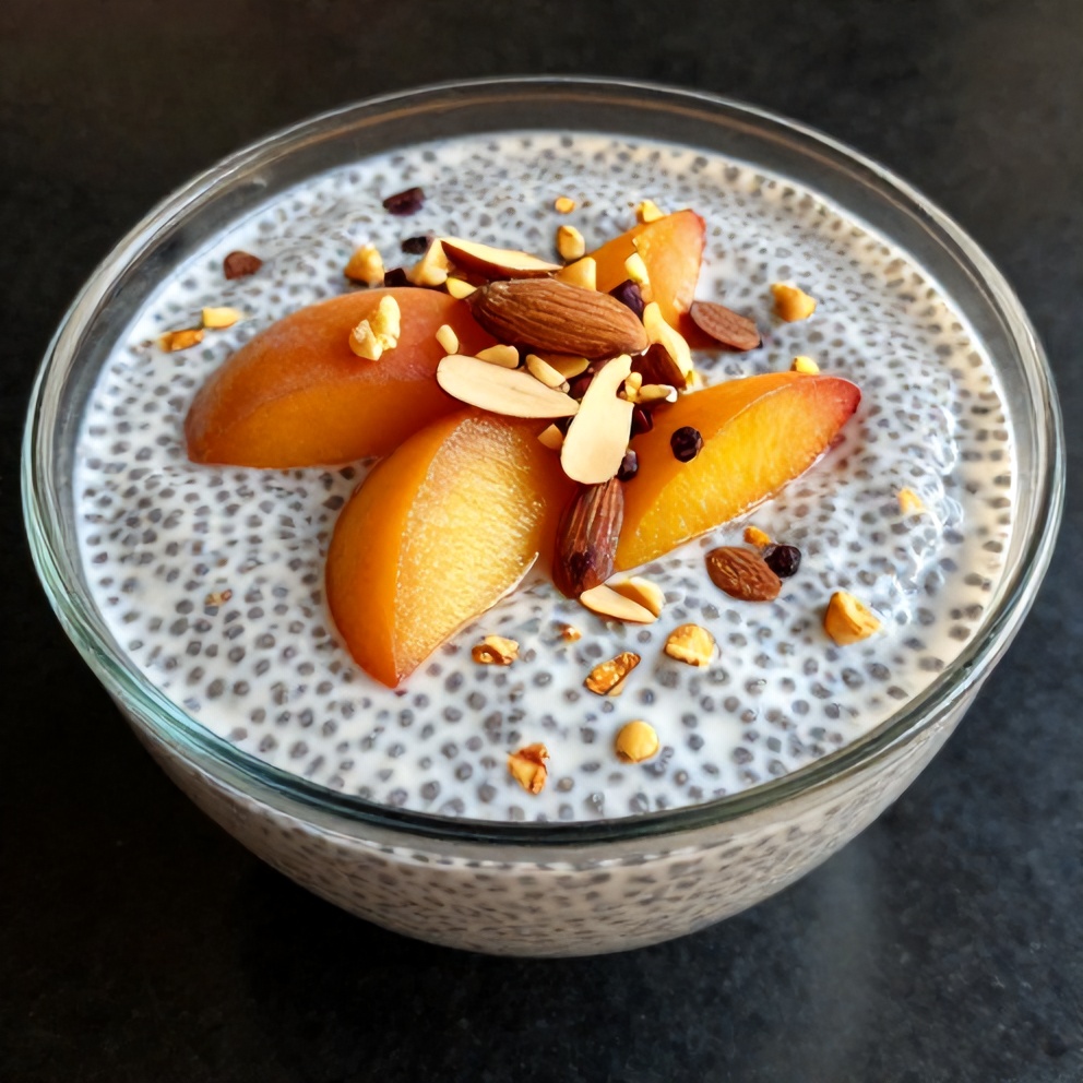 Peach Chia Pudding with Almonds