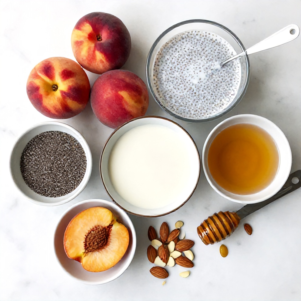 Raw Ingredients for Peach Chia Pudding