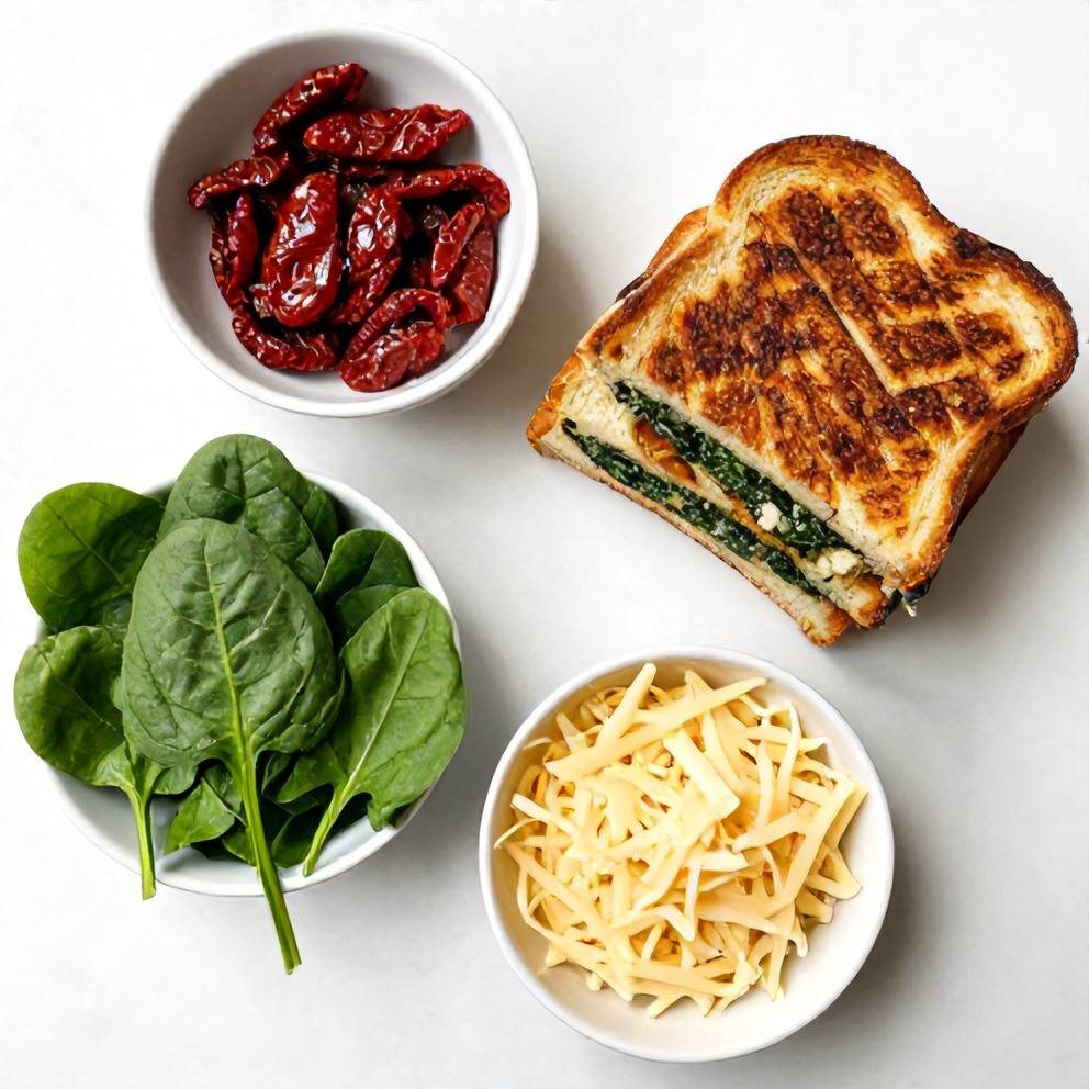 Sun-Dried Tomato Spinach Grilled Cheese Ingredients