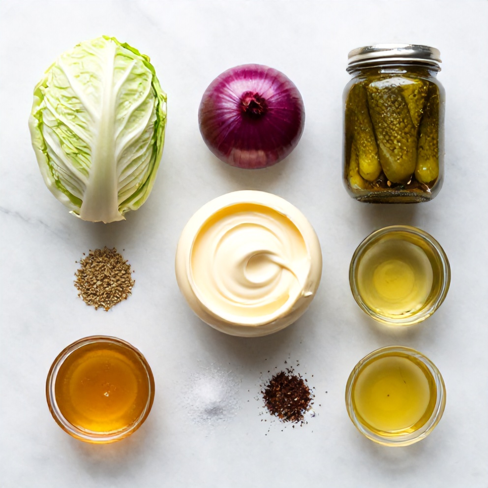 Ingredients for Easy Sweet and Spicy Pickle Slaw