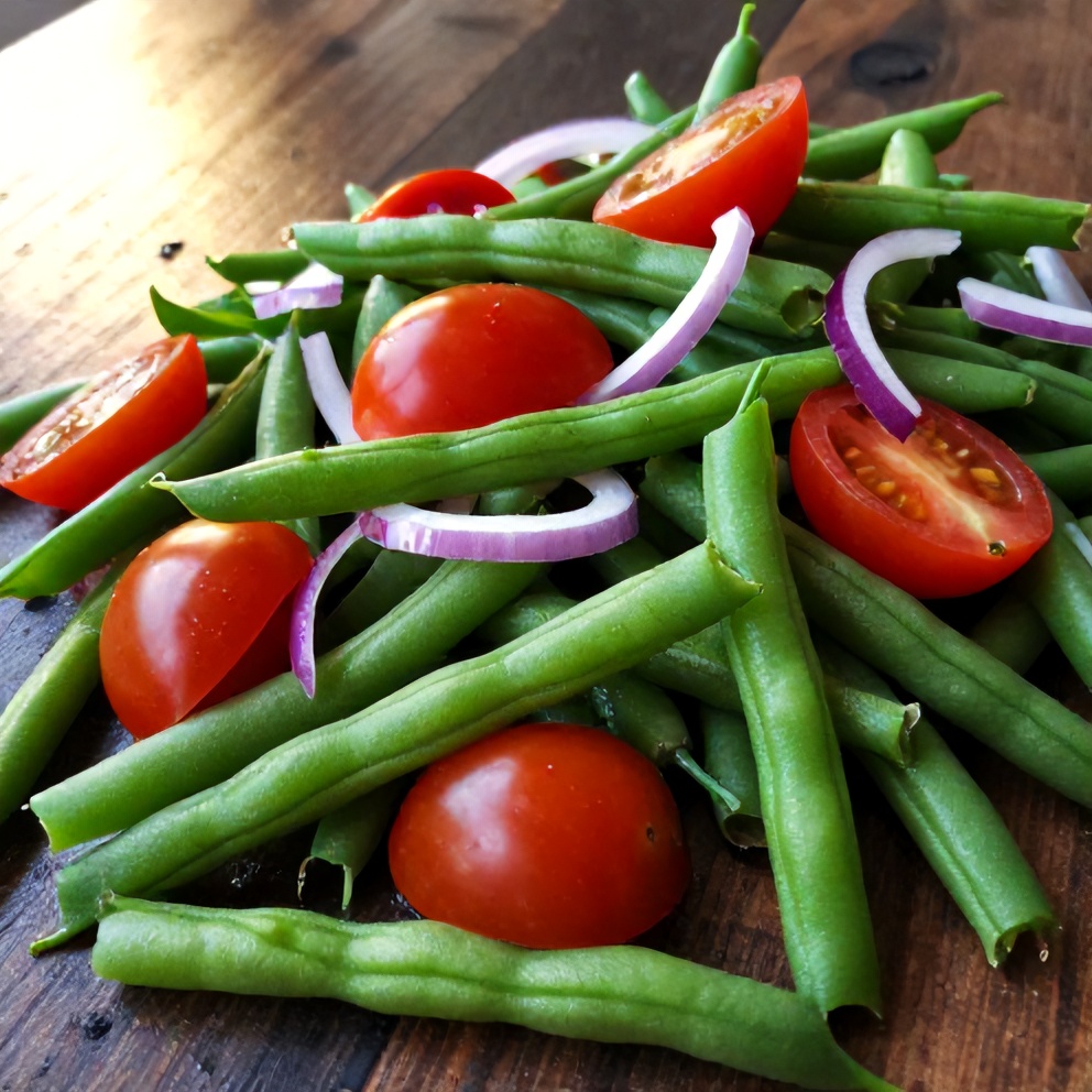 fresh green bean and tomato salad