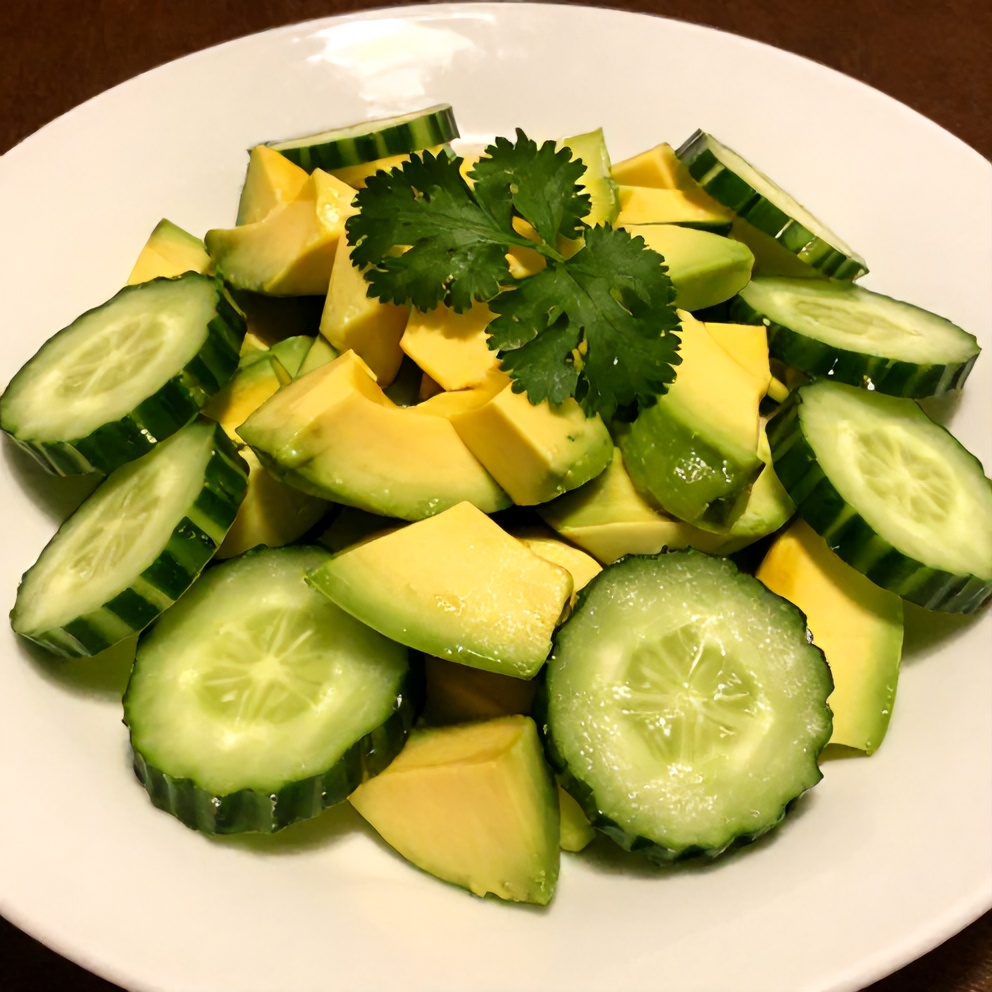 Plated Fresh Mango Cucumber Salad