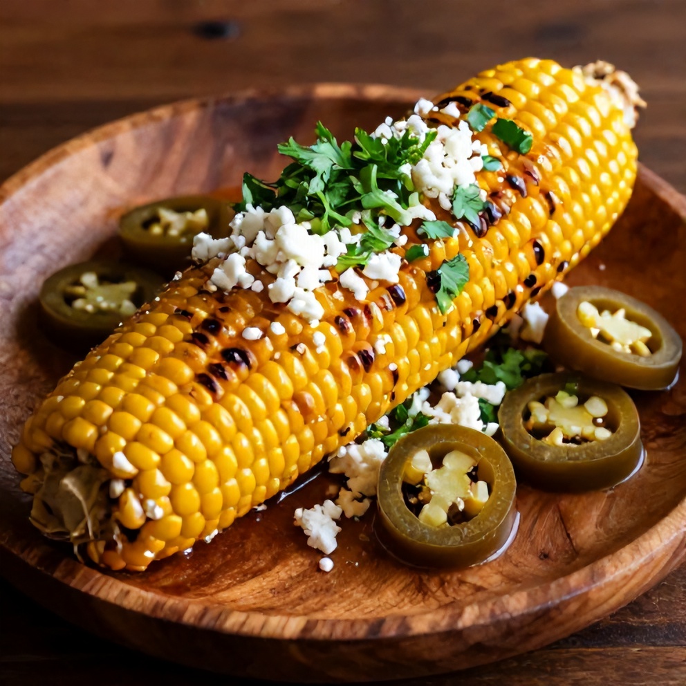 Plated grilled Mexican street corn