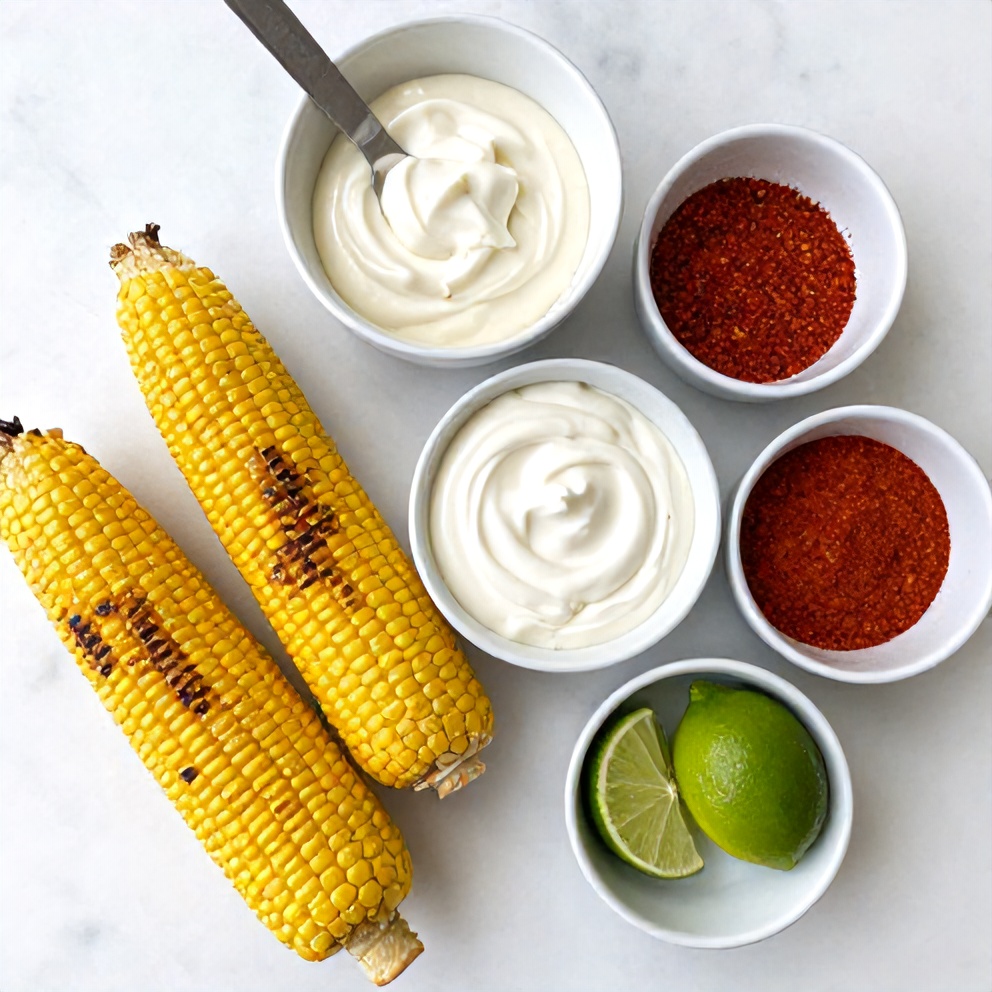 Ingredients for grilled Mexican street corn