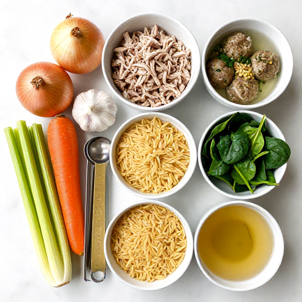 Raw Ingredients for Turkey Meatball Soup