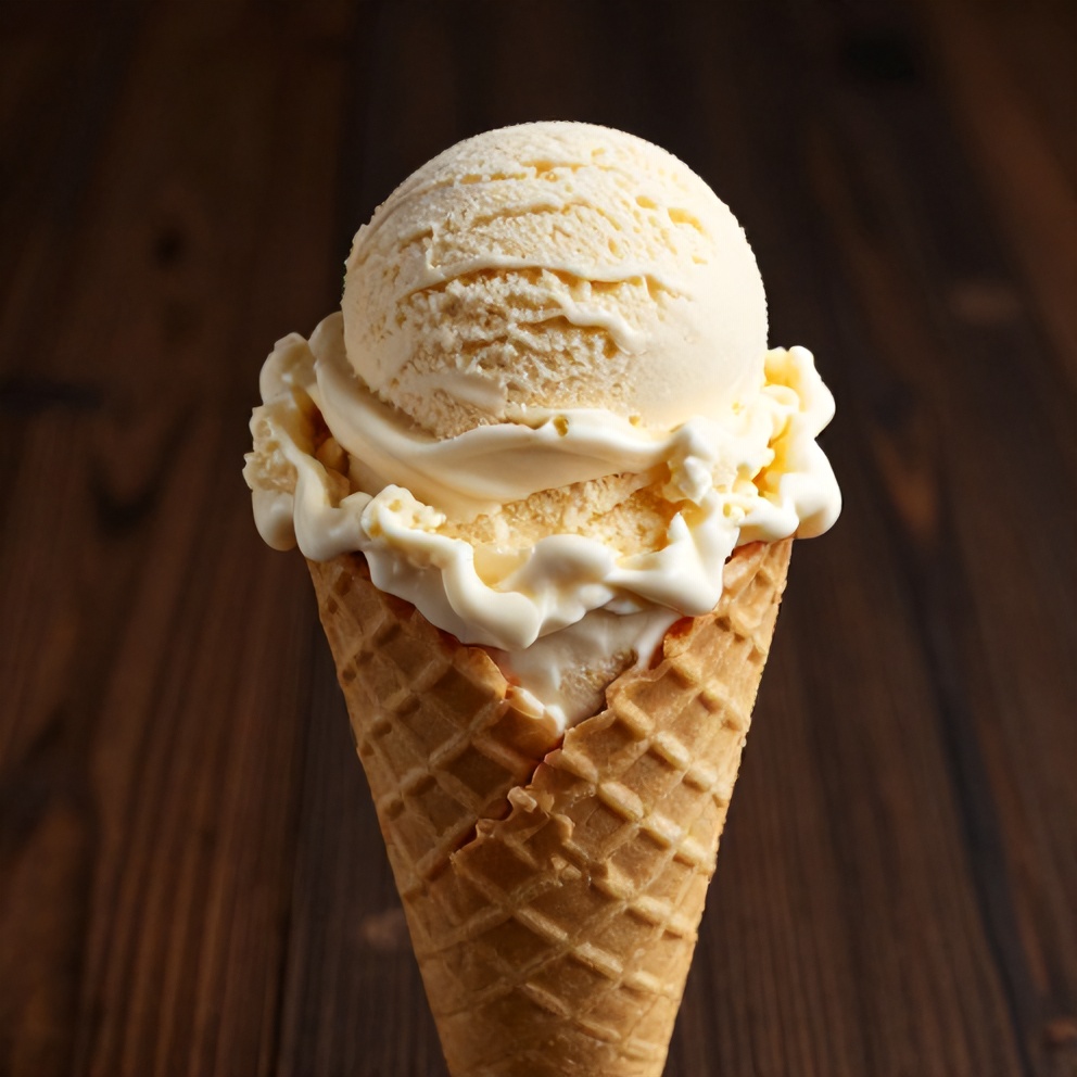 Honey lavender ice cream served in a cone