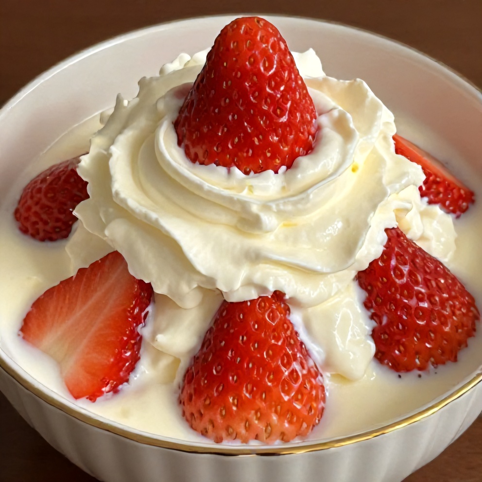 Korean strawberry milk with whipped cream