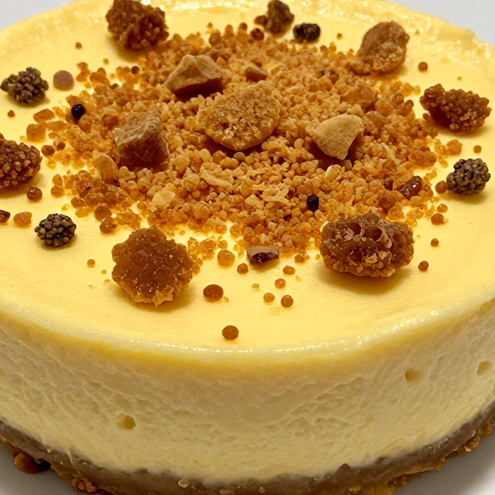 Lemon Lavender Cheesecake with Honeycomb Topping