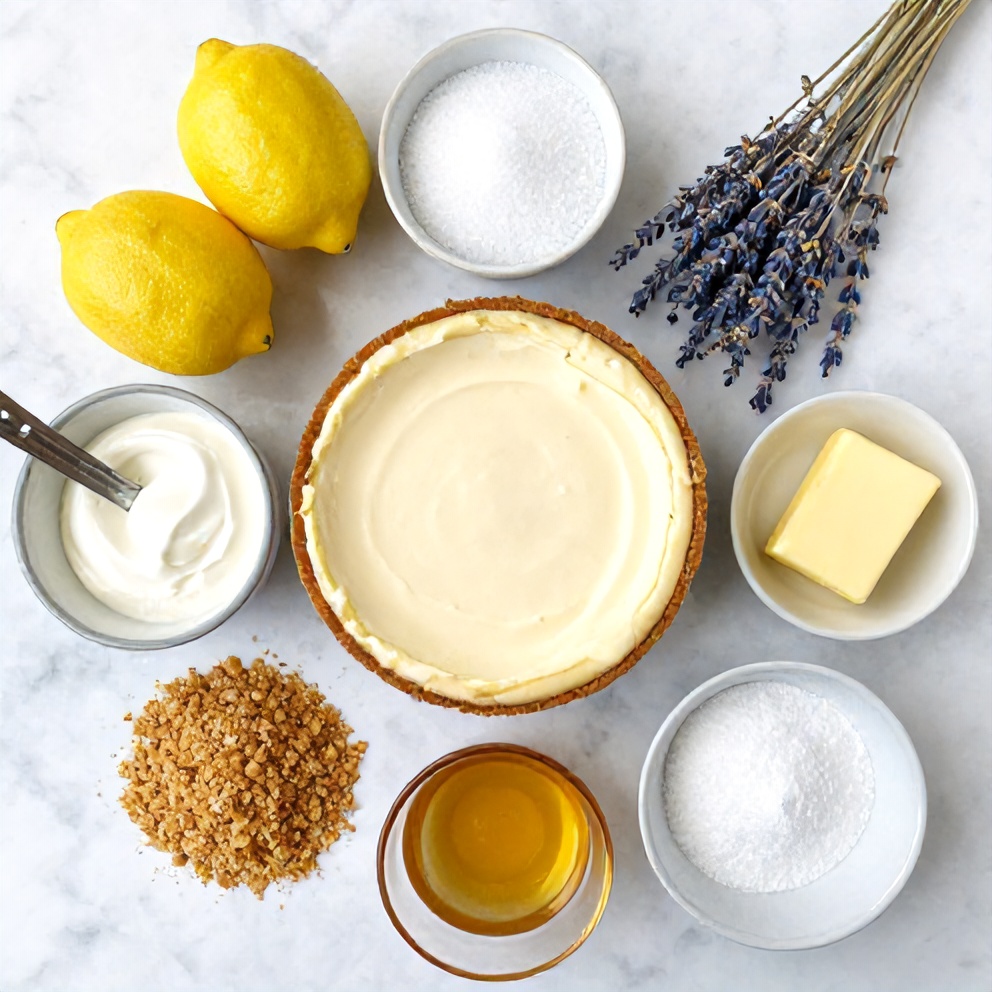Raw Ingredients for Lemon Lavender Cheesecake