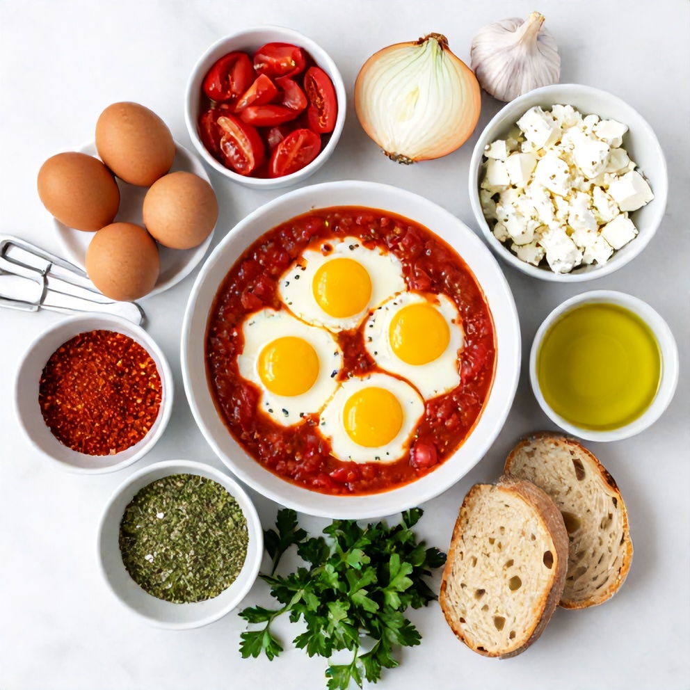 Raw ingredients for Mediterranean Baked Eggs