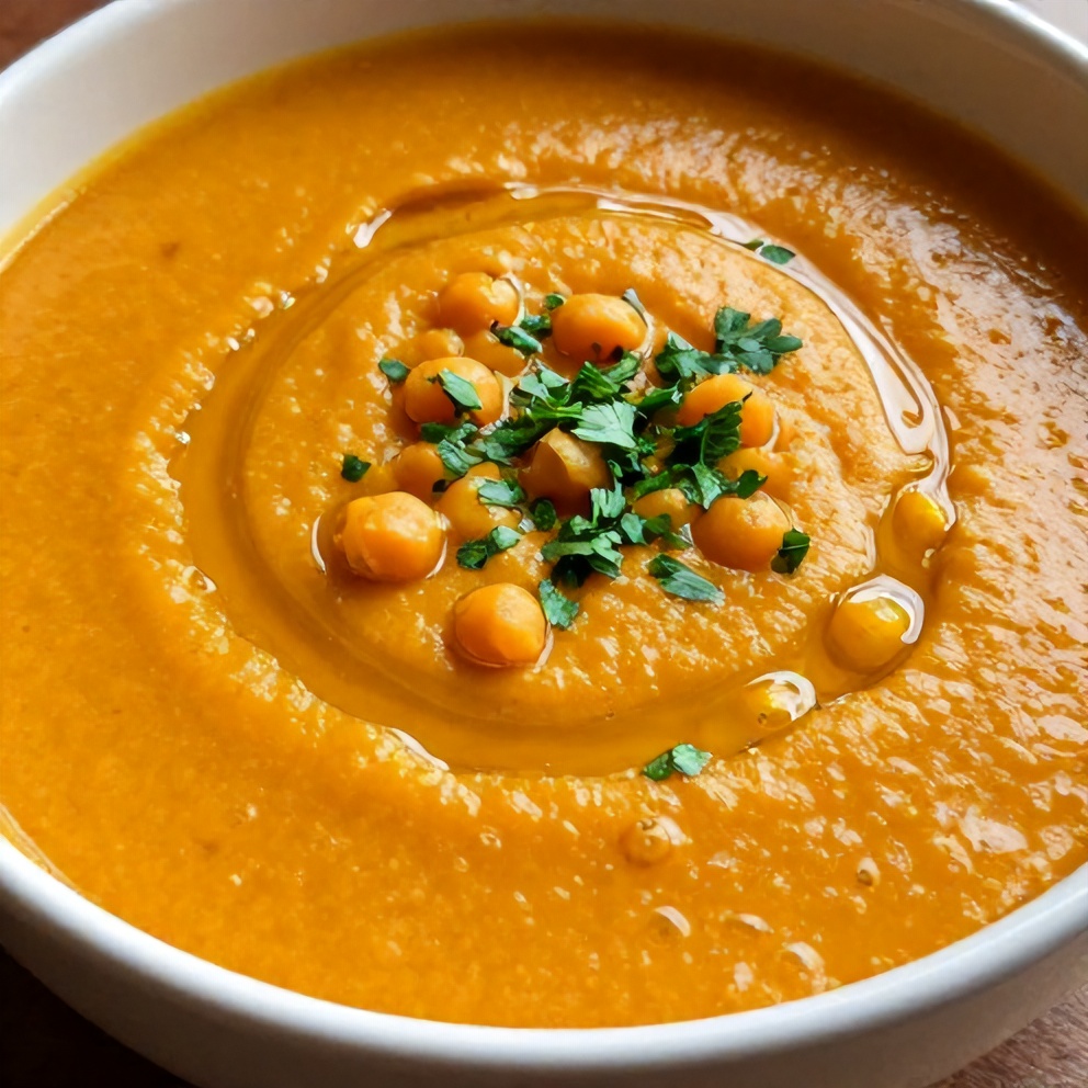 Bowl of Moroccan Sweet Potato and Chickpea Soup
