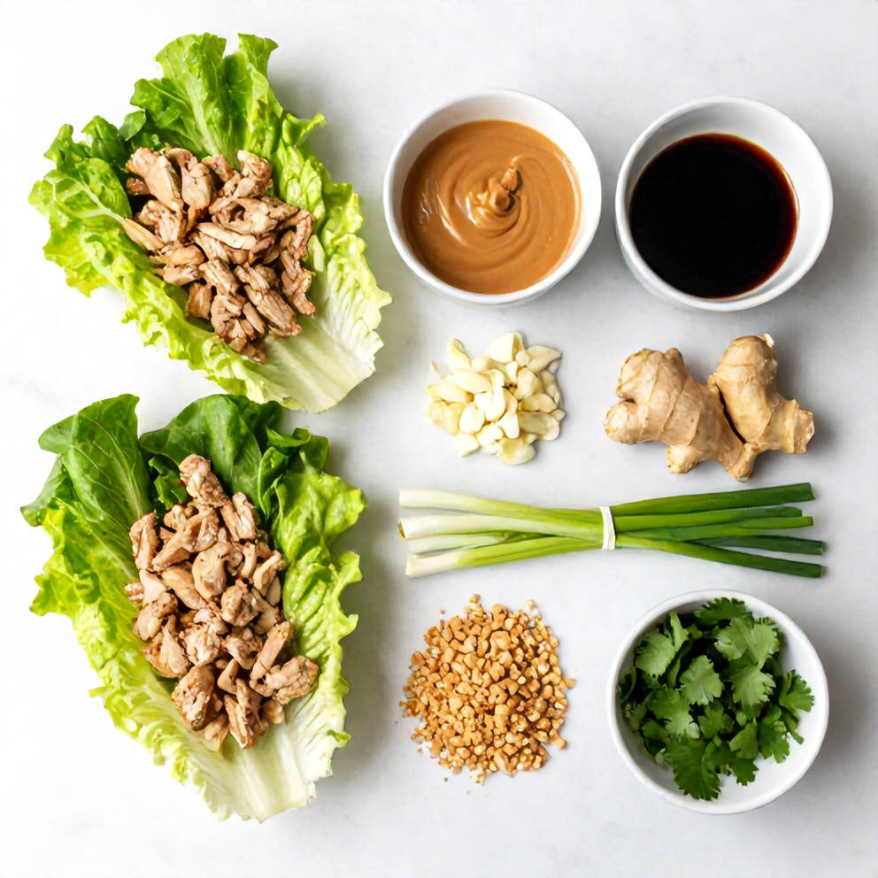 Raw ingredients for chicken lettuce wraps