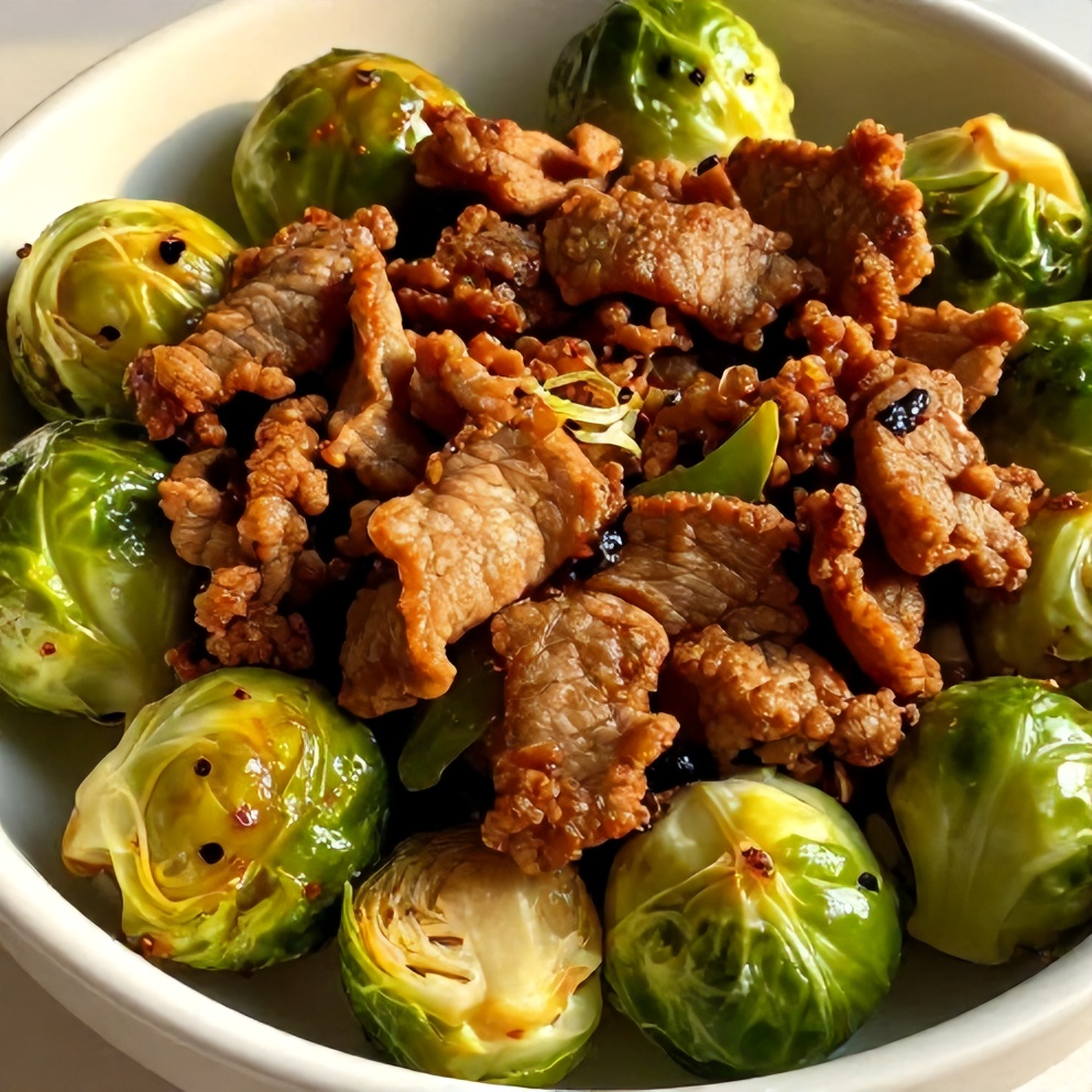Quick Spicy Pork Brussels Sprouts Bowls