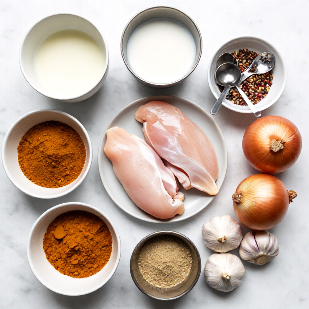 Raw Ingredients for Slow Cooker Chicken Curry with Coconut Milk