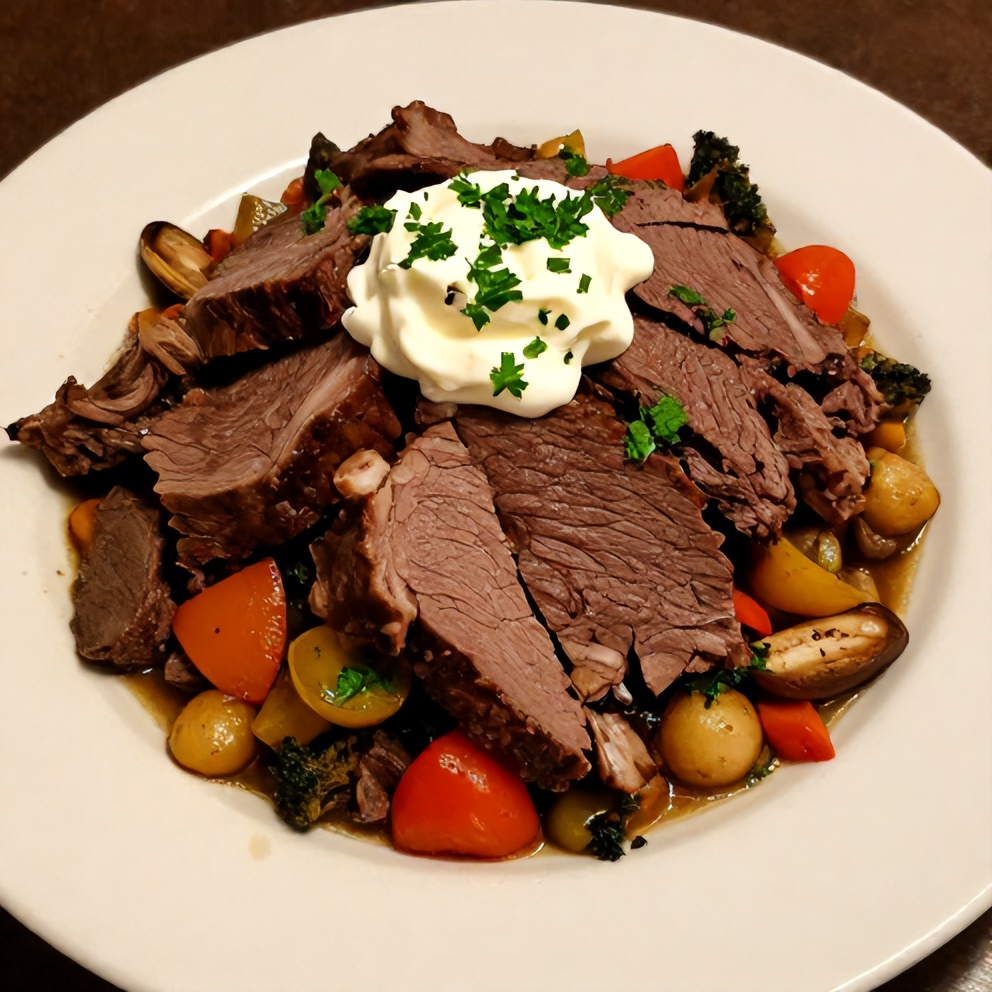 Plated Slow Cooker Chuck Roast with Vegetables