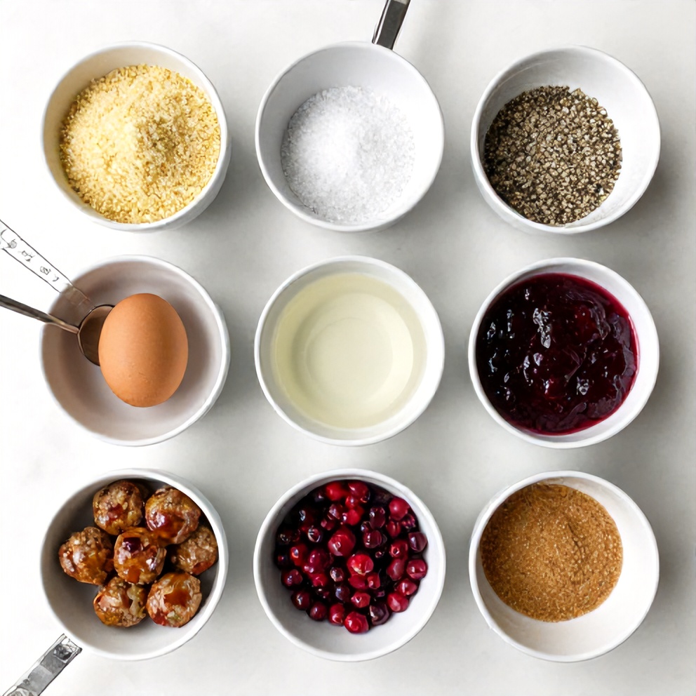 Raw ingredients for Sweet and Tangy Cranberry Meatballs
