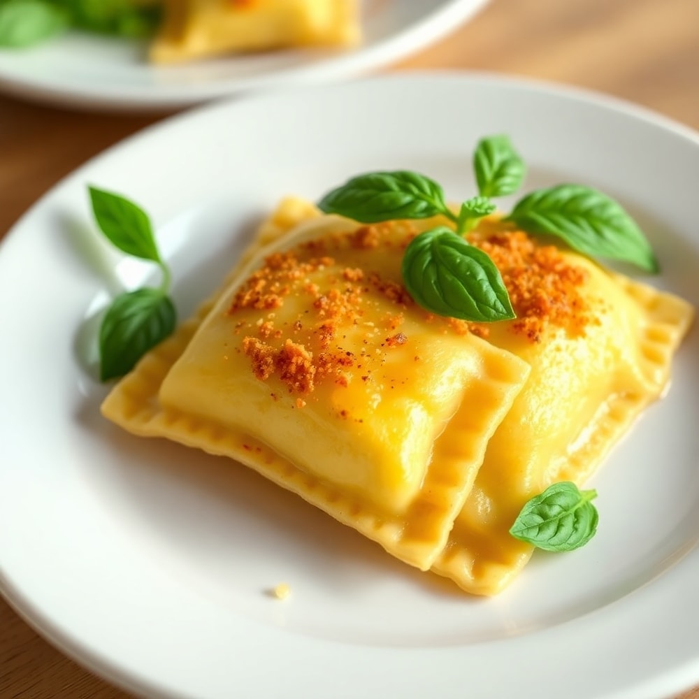 Plated Air Fryer Ravioli