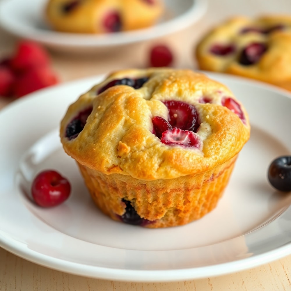 Plated berry cream cheese muffins