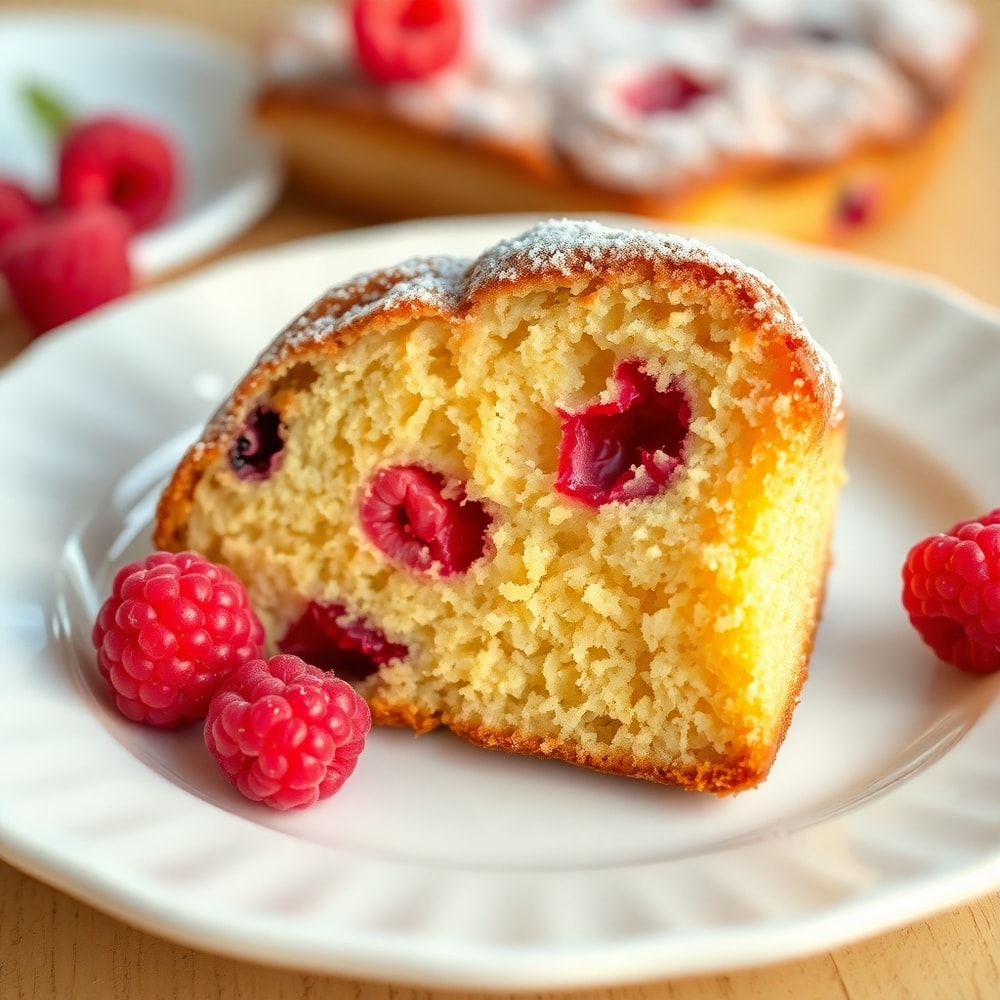 Plated Slice of Raspberry Bread