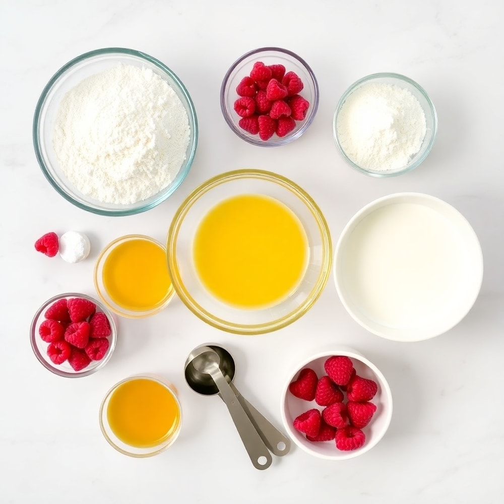 Raspberry Bread Ingredients Flat Lay
