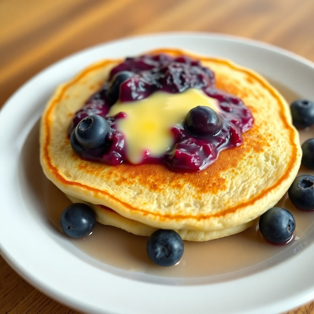 Blueberry butter on pancakes