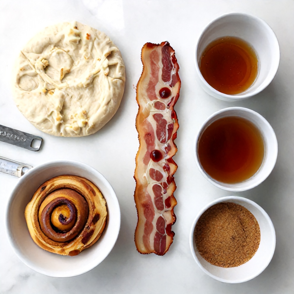 Raw ingredients for Bourbon Maple Bacon Cinnamon Rolls