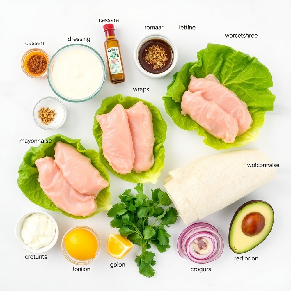 Raw ingredients for Chicken Caesar Wraps