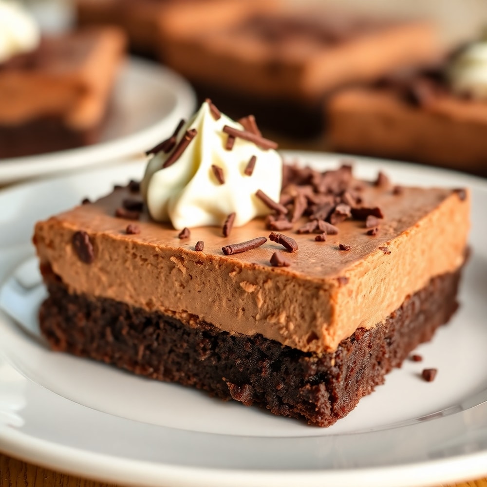 Chocolate Mousse Brownie on a dessert plate