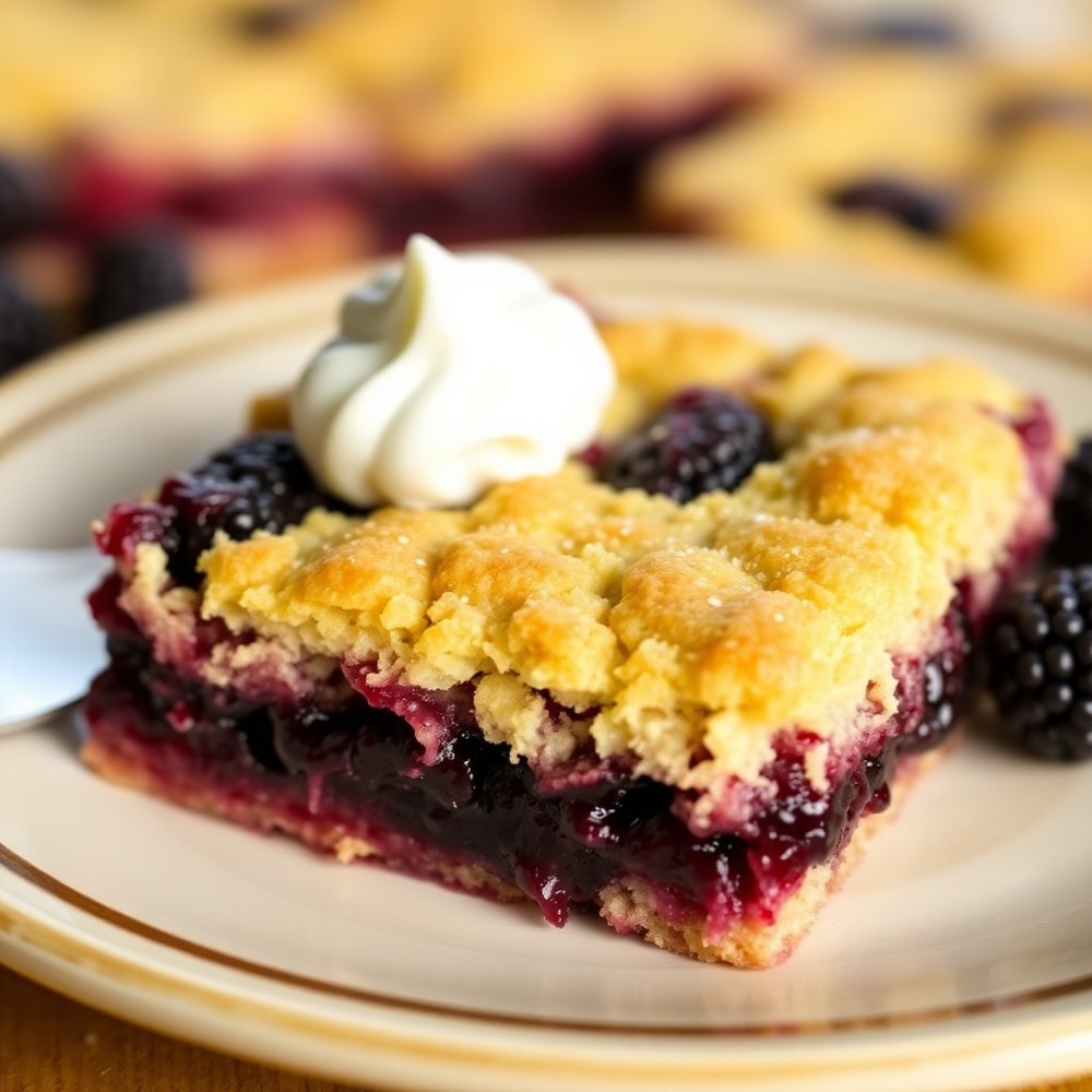 Blackberry Cobbler Bars on a Plate