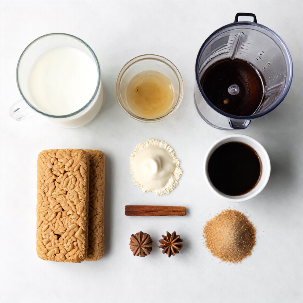 Teddy Graham Latte ingredients including teddy grahams, milk, coffee, and spices