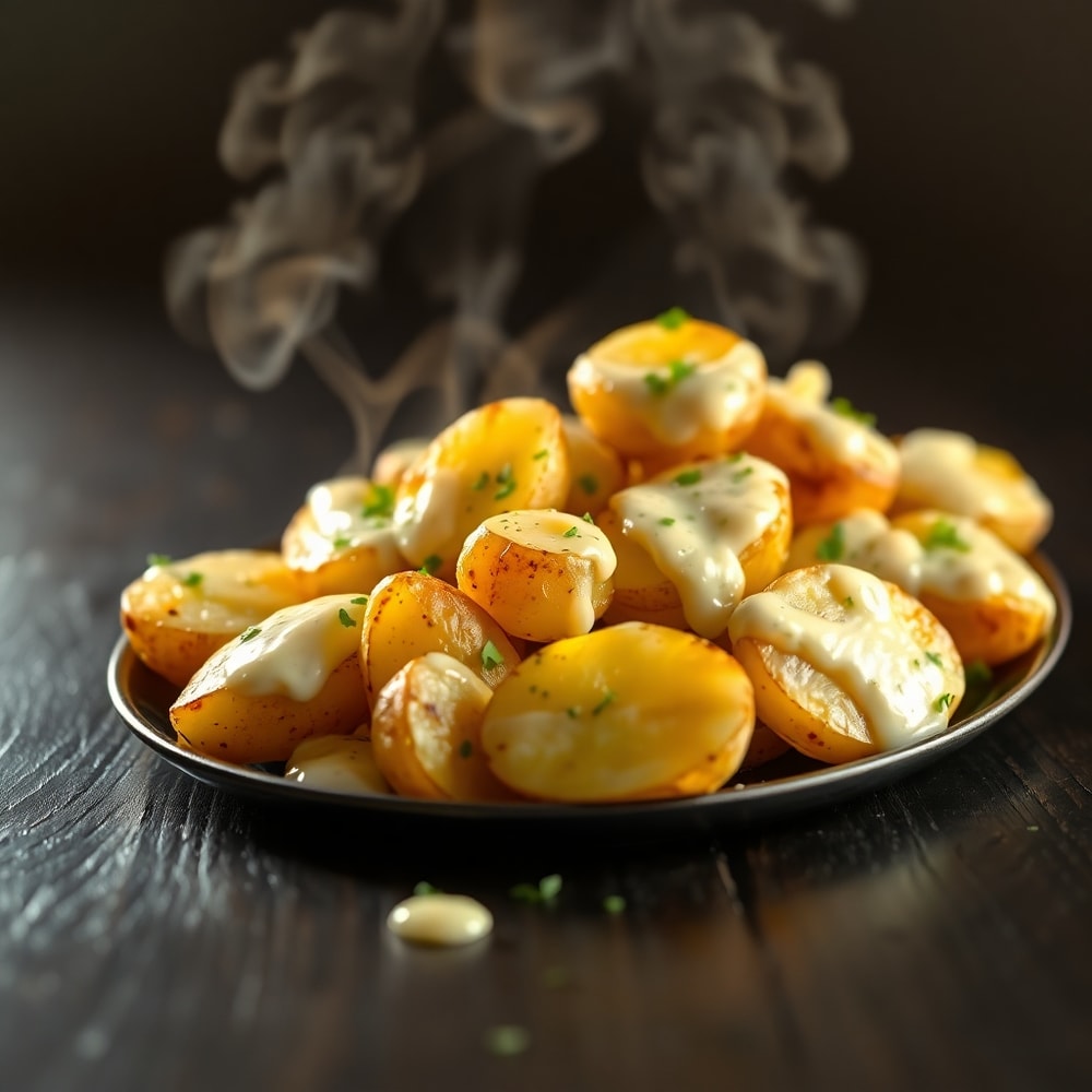 creamy garlic sauce baby potatoes