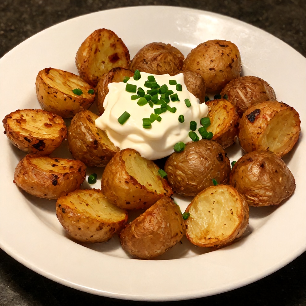 Crispy Air Fryer Smashed Potatoes Close Up