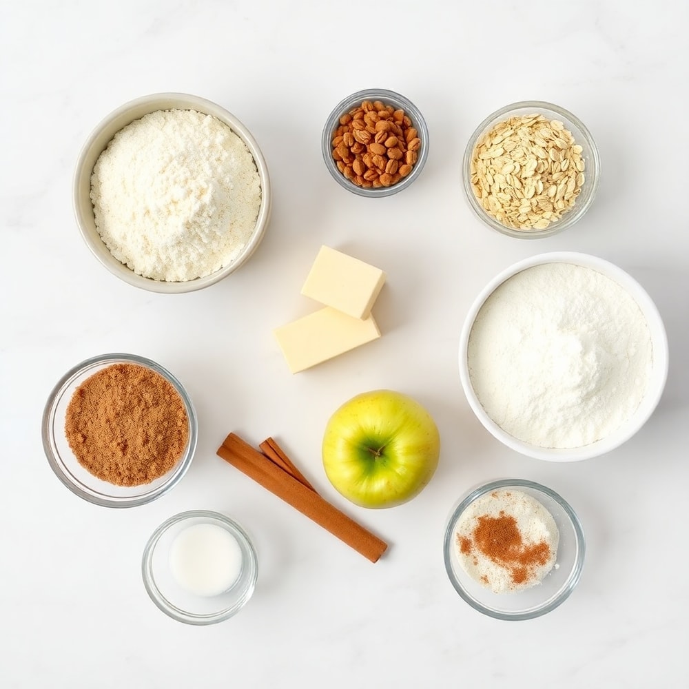 Raw ingredients for Amish Cinnamon Flop on a marble surface