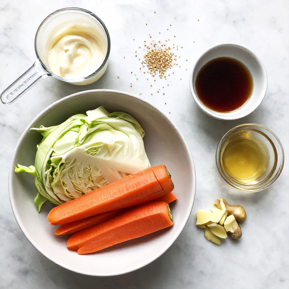 Raw ingredients for Crispy Asian Slaw