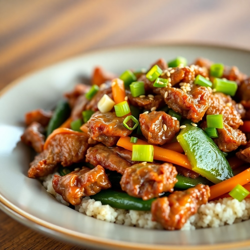 Plated Beef Stir Fry