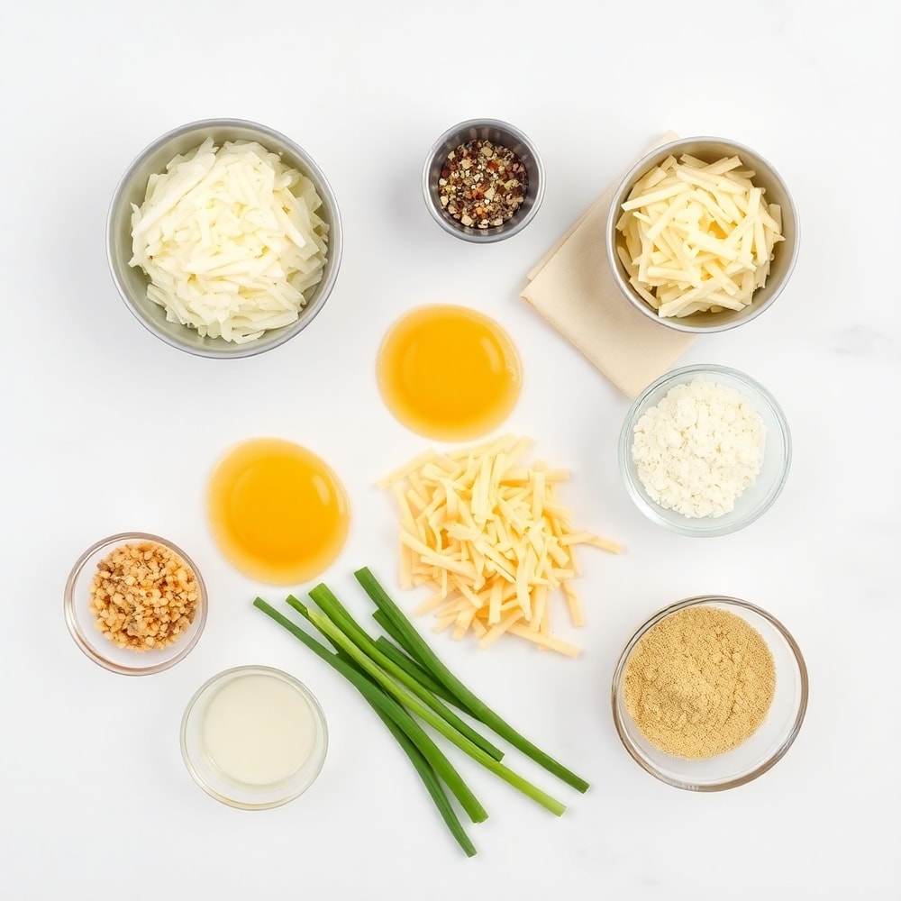 Breakfast egg roll ingredients on a marble surface