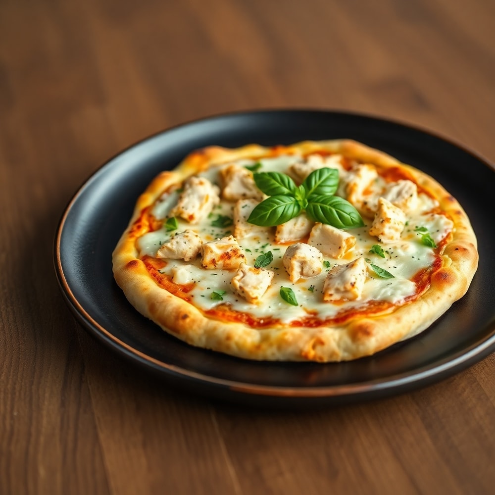 Chicken Caesar Salad Pizza on a Plate